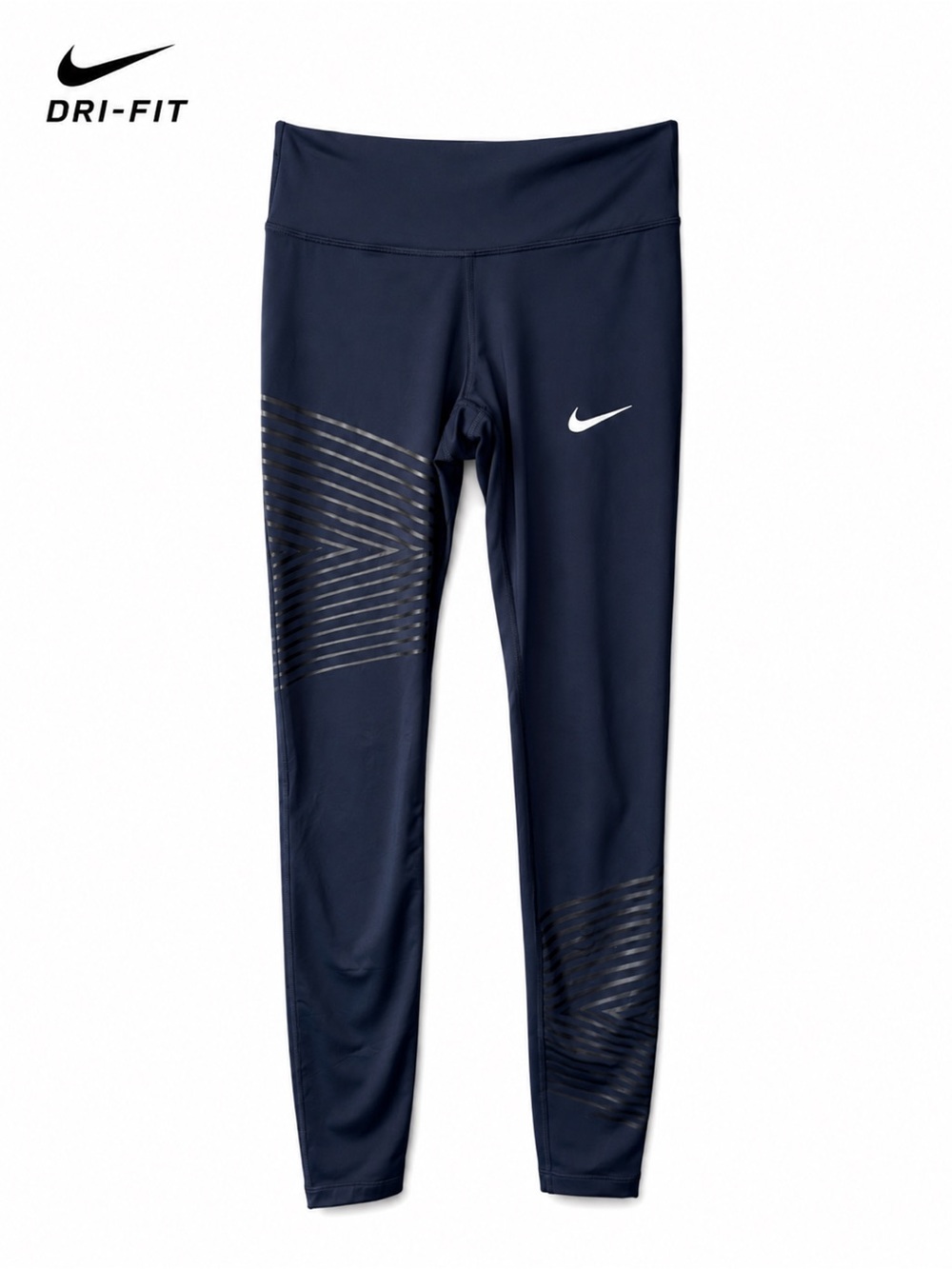 Nike Dri-FIT Running Leggings XS Navy Blue Reflective Athletic Tights